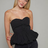 McKay Sweetheart Bustier Bubble Top - Black
