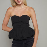 McKay Sweetheart Bustier Bubble Top - Black