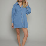 Heidi Scallop Denim Mini Dress