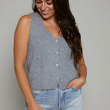 Brooke V Neck Sweater Vest - Heather Grey