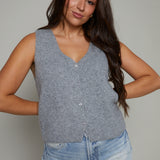 Brooke V Neck Sweater Vest - Heather Grey