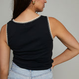 Kane Whipstitch Rib Knit Tank - Black
