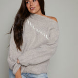 Damson Asymmetric Whip Stitch Sweater