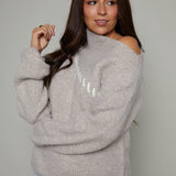 Damson Asymmetric Whip Stitch Sweater