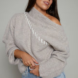 Damson Asymmetric Whip Stitch Sweater