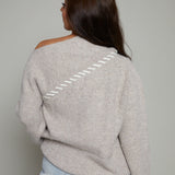 Damson Asymmetric Whip Stitch Sweater