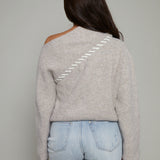 Damson Asymmetric Whip Stitch Sweater