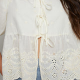 Larissa Embroidered Front Tie Top