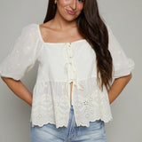 Larissa Embroidered Front Tie Top