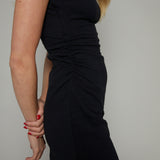 Kiera Ruched Mini Dress - Black