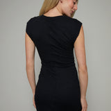 Kiera Ruched Mini Dress - Black
