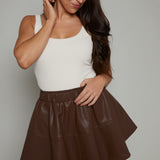 Gypsy Faux Leather Mini Skirt - Brown
