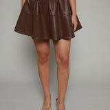 Gypsy Faux Leather Mini Skirt - Brown
