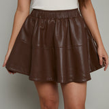 Gypsy Faux Leather Mini Skirt - Brown