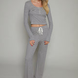 Allegra Striped Modal Rib Pants