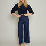 Briar Cropped Knit Sweater - Midnight