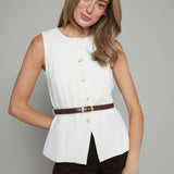 Suzie Belted Button Front Vest