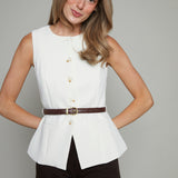 Suzie Belted Button Front Vest