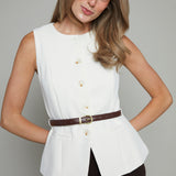Suzie Belted Button Front Vest