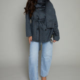 Martha Checkered Hanging Scarf Coat