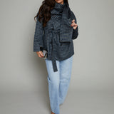 Martha Checkered Hanging Scarf Coat