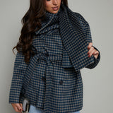 Martha Checkered Hanging Scarf Coat