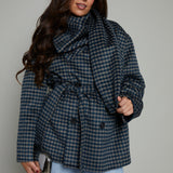Martha Checkered Hanging Scarf Coat