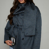 Martha Checkered Hanging Scarf Coat