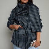 Martha Checkered Hanging Scarf Coat