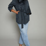 Martha Checkered Hanging Scarf Coat