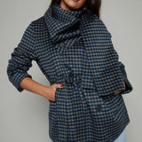 Martha Checkered Hanging Scarf Coat
