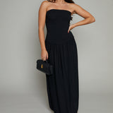 Flora Ruched Strapless Maxi Dress