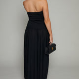 Flora Ruched Strapless Maxi Dress