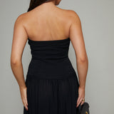 Flora Ruched Strapless Maxi Dress