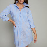 Paloma Cinched Waist Striped Mini Dress
