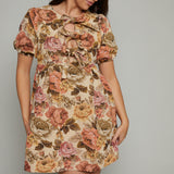 Haley Floral Babydoll Tie Front Mini Dress