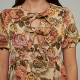 Haley Floral Babydoll Tie Front Mini Dress