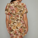 Haley Floral Babydoll Tie Front Mini Dress