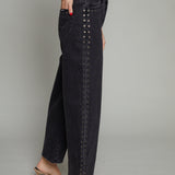 Andrea Barrel Embellished Eyelet Jeans