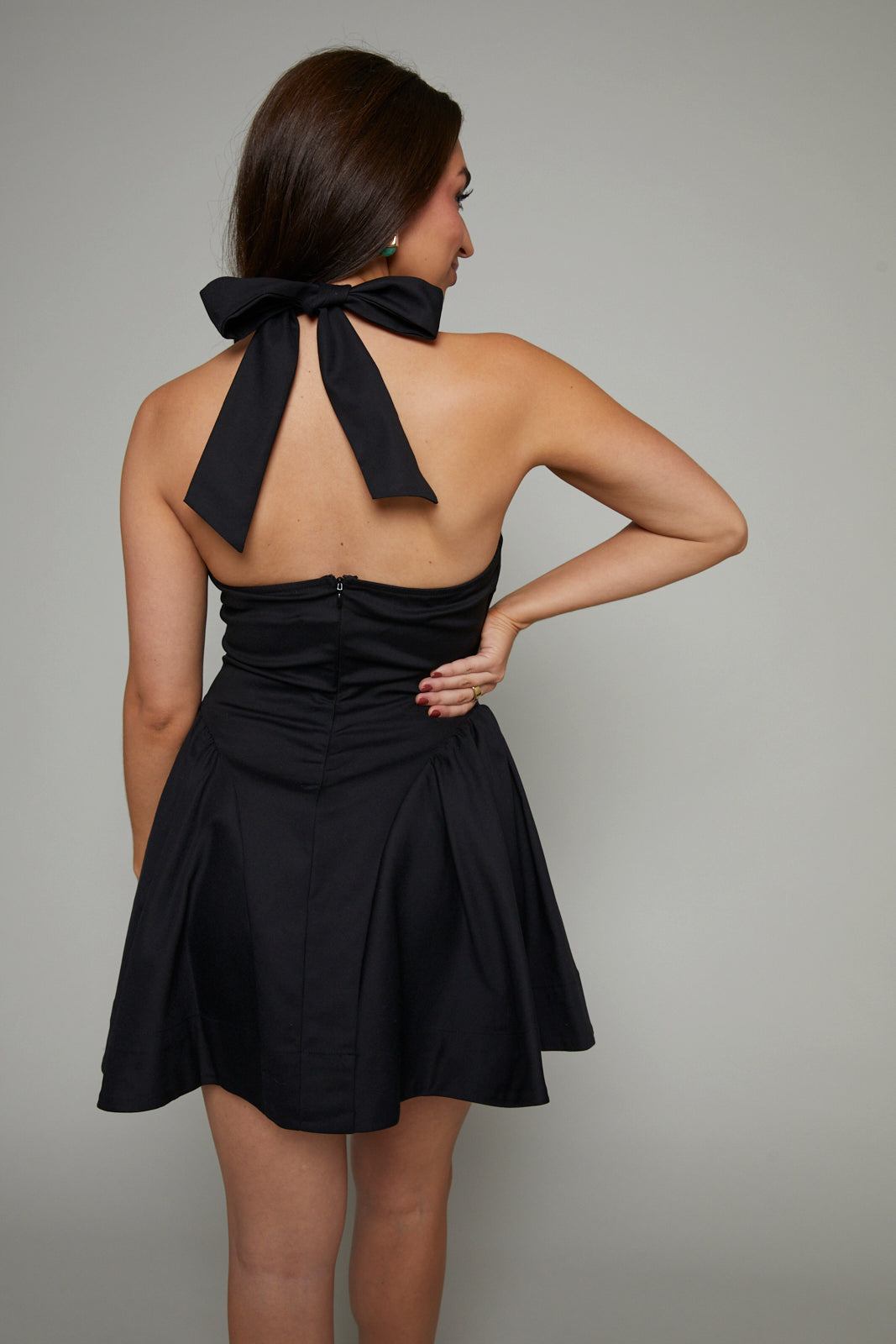 Nicole V Neck Halter Mini Dress