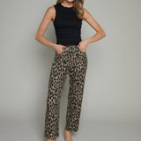 Ezra Straight Leopard Denim Pant