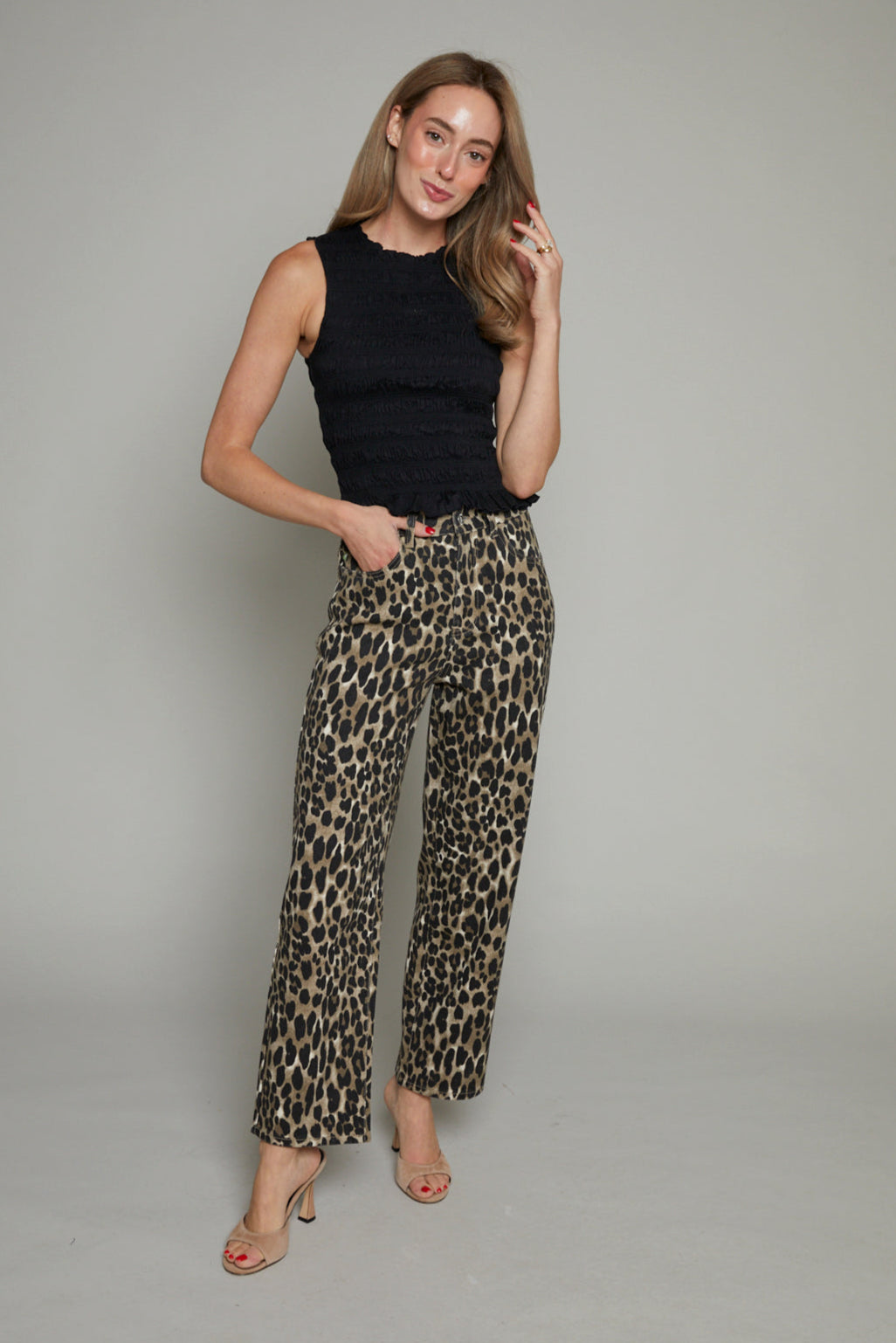 Ezra Straight Leopard Denim Pant – No. 14