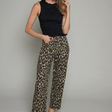 Ezra Straight Leopard Denim Pant