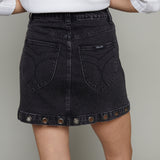 Greta Embellished Eyelet Denim Mini Skirt