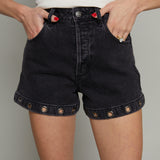 Rae Embellished Eyelet Denim Shorts