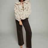 Evalina Polka Dot Collared Sherpa Jacket