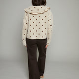 Evalina Polka Dot Collared Sherpa Jacket