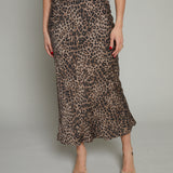 Santos Satin Leopard Maxi Skirt