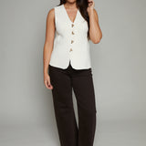 Brandi V-Neck Knit Vest - Cream