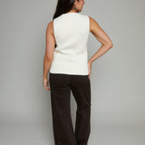 Brandi V-Neck Knit Vest - Cream